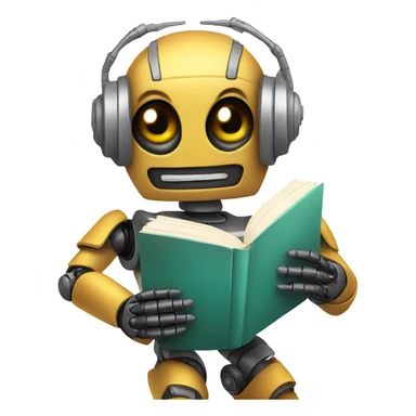 cute robot holds a book sticker