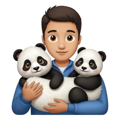 a man holding panda sticker