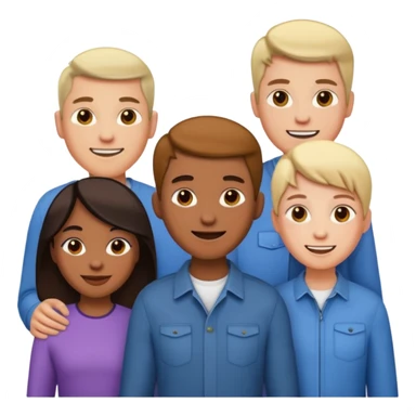 A line of 5 people standing, third variation sticker