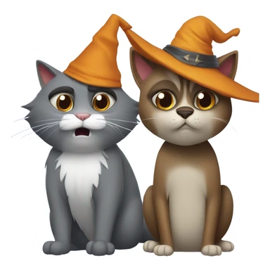 Grey cat with wizard hat and brown angry raccoon cat sticker