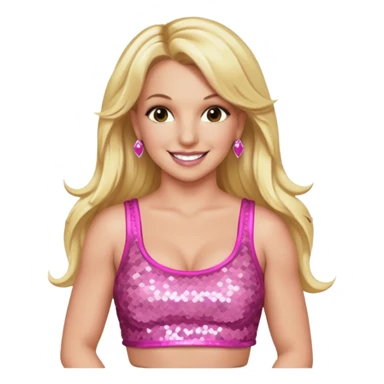 Britney Spears with long blonde hair, pink sequin crop top sticker