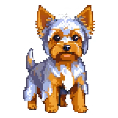 yorkshire terrier dog with small body, pointed ears, and silky fur sticker