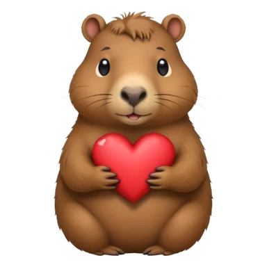 Capybara holding a heart sticker