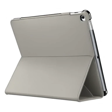Closed forward facing Light grey trifold iPad cover. Plain no emojis or faces on the cover
 sticker