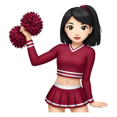 Cheerleader black hair maroon uniform  sticker