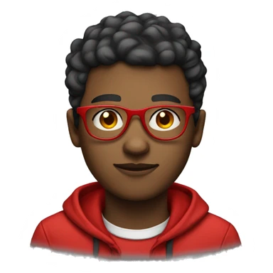 A male light dark teen with a fade and wearing red glasses sticker