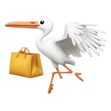 stork flying carrying a bag sticker