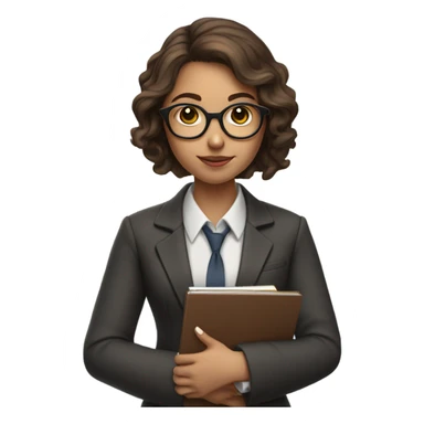 girl with glasses and brown hair who is a psychologist and holds a pen with a notebook in her hand sticker