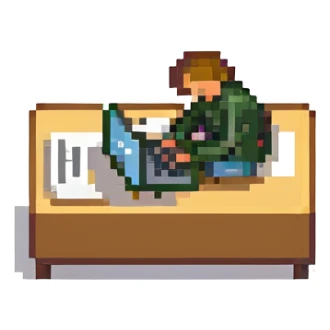 stick figure asleep at his laptop sticker