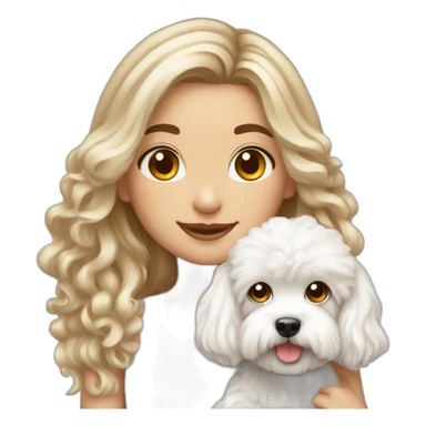 Long hair turkish girl with white maltipoo sticker
