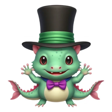 green axolotl with magician hat sticker