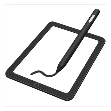 Remove the hand from the digital tablet with stylus, keep the board and drawing, in emoji style, with no background. sticker