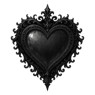 gothic style heart with a mirror, black and silver colors sticker