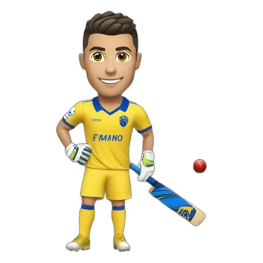 Cristiano ronaldo playing cricket in Al nassr jersey  sticker