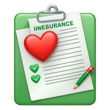 document with a heart and checkmark, life insurance sticker
