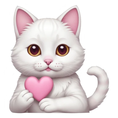 Cute white cat making heart shape with his hand sticker