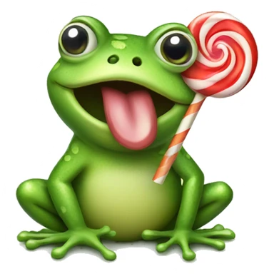 frog with tongue out licking lollipop sticker