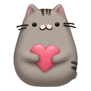 pusheen with heart sticker