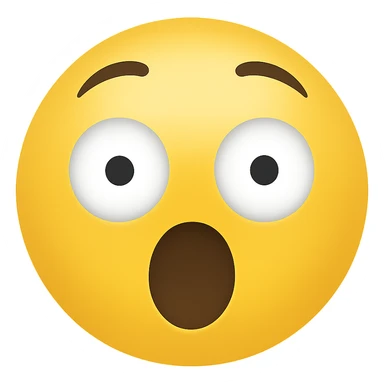 Create a shocked emoji in classic apple emoji style with no background, variant 7. The emoji should express surprise with wide eyes and open mouth, consistent with the classic emoji look. sticker
