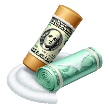 rolled up dollar bill and pile of salt sticker