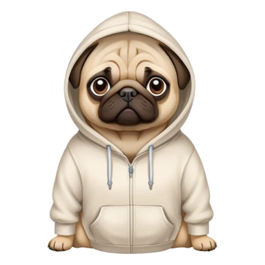 pug dog wearing a hoodie, pug life sticker