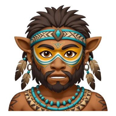 cave man with ritual mask sticker