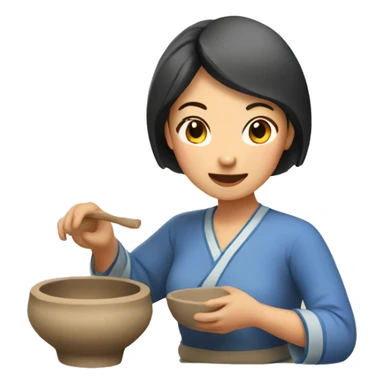 Asian lady doing pottery sticker
