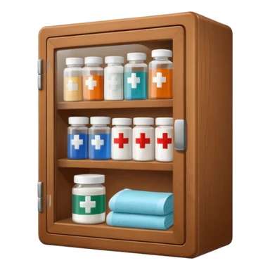 brown first aid cabinet front glass sticker