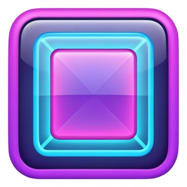 A glowing neon square in shades of blue and purple, transparent background sticker