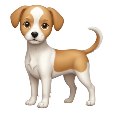 a full body white beagle x maltese x chi dog the size of a kelpie with light brown ears and a light brown patch on one eye sticker