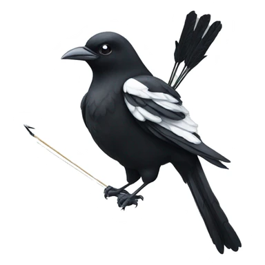 a magpie holding a bow and arrow sticker