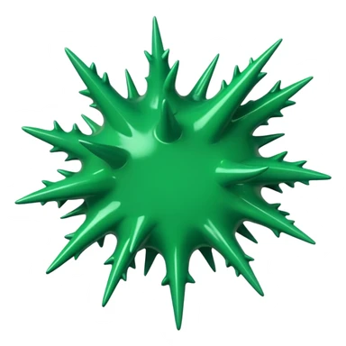 A glossy green paint splash with irregular spiky edges on a transparent background. sticker