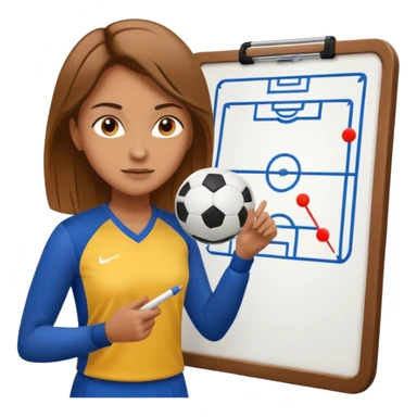 female soccer mentor drawing tactics on a board sticker