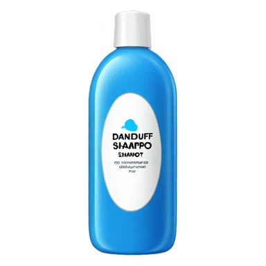 Blue Shampoo with a label that says Dandruff sticker