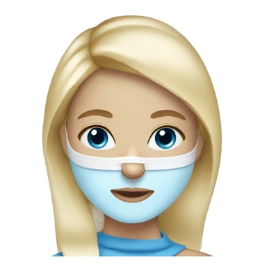 Blonde girl blue eyes with skincare mask on sticker