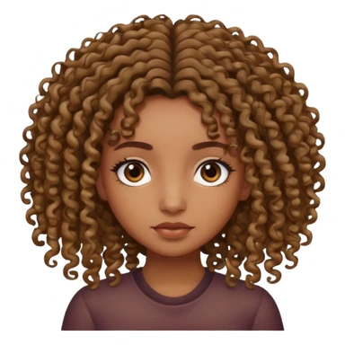 Brown skin girl with curly roots straight ends sticker