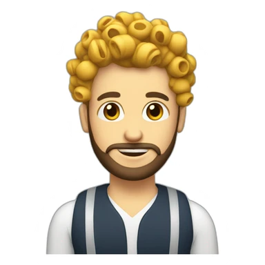 a person with curlers and a beard editing videos sticker