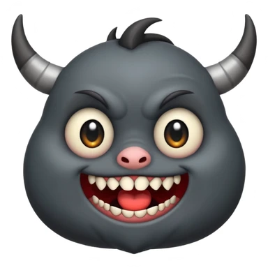Can you create a cute / chibi emoji and some ravenous or evil cute emojis for ravenous fiend in shadow slave? Here is an image of the fiend for a baseline: https://shadowslave.fandom.com/wiki/Ravenous_Fiend?file=LittleScavybyjust_a_koifish.jpg sticker