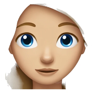 Girl with blue eyes and brown hair with golden cat sticker