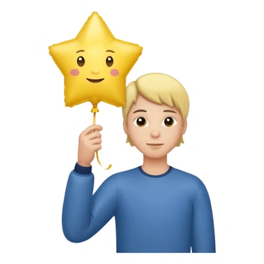 holding yellow star balloon sticker