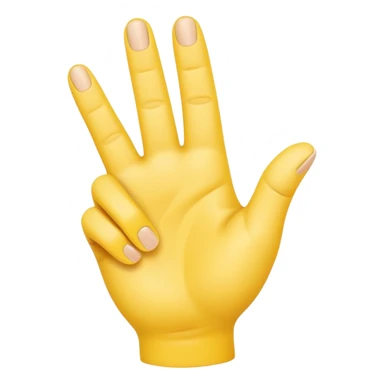 A bright yellow cartoon hand making an ‘L’ shape with the thumb and index finger. The other fingers are curled down. The hand is shown facing forward with a soft, rounded 3D style, similar to Apple emoji design. sticker