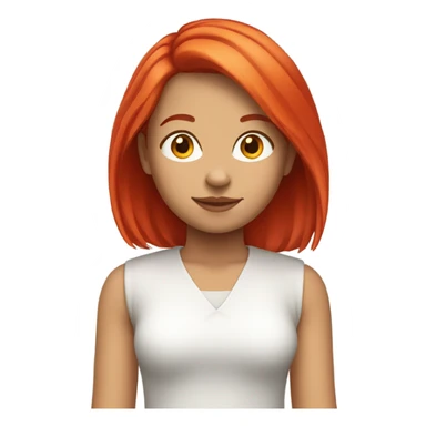 girl with straight shoulder length bright red hair  sticker