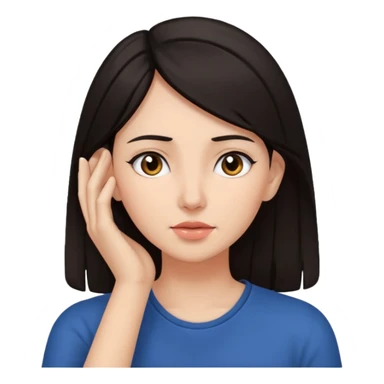 Una mujer de pelo oscuro tocandose la oreja (demostrando que está escuchando a otro) sticker