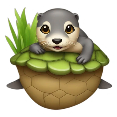 Une loutre sur une tortue sticker