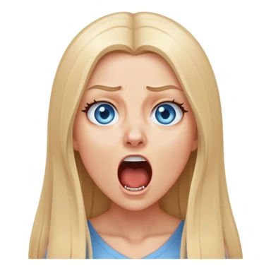 beautiful white girl with long straight blonde hair blue eyes screaming yelling upset sticker
