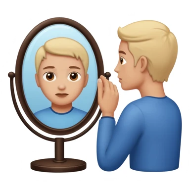 person looking at their reflection in a mirror sticker