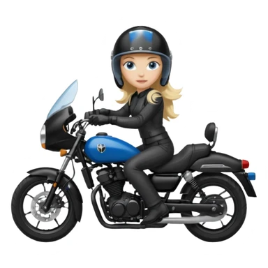 moça cabelo comprido loira de olho azul de capacete em uma moto honda preta  sticker