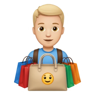 a white guy with branded bags sticker