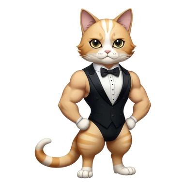 Black and white Super muscular Buff sigma Gigachad cat full body tuxedo colored  sticker