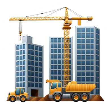 Construction site with crane and building sticker